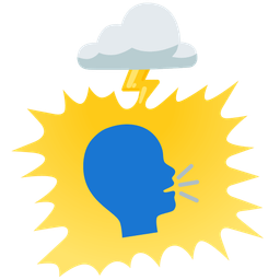 Bust in silhouette and Cloud with lightning