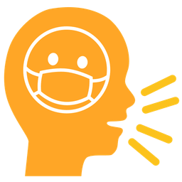 bust in silhouette and face with medical mask