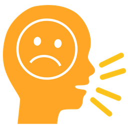 bust in silhouette and frowning face