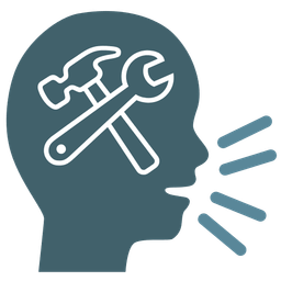 Bust in silhouette and Hammer and wrench