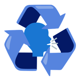 Bust in silhouette and Recycling symbol