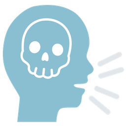 bust in silhouette and skull