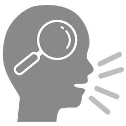 Busts in silhouette and Magnifying glass tilted right