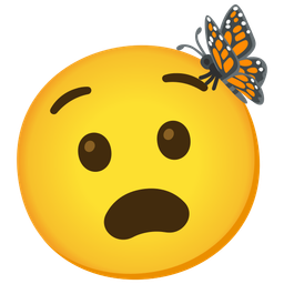 butterfly and anguished face