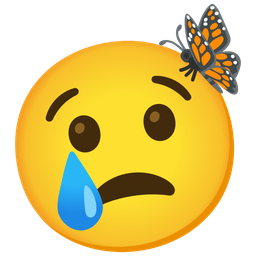 butterfly and crying face