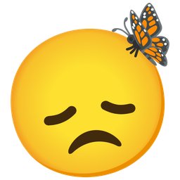 butterfly and disappointed face