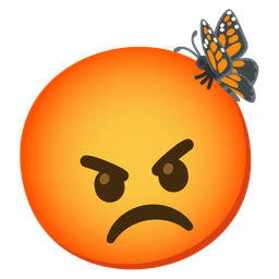 butterfly and enraged face