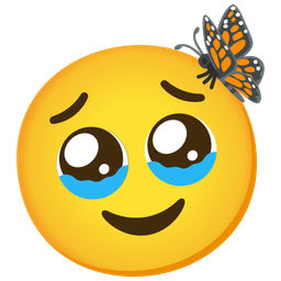 butterfly and face holding back tears