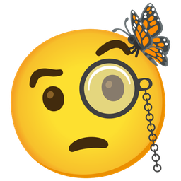 butterfly and face with monocle