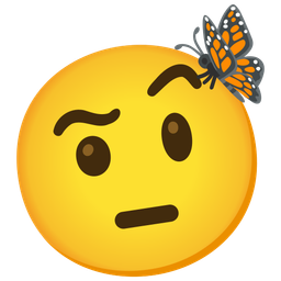 butterfly and face with raised eyebrow