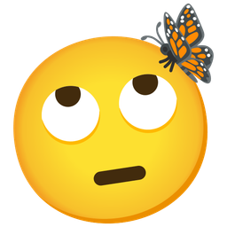 butterfly and face with rolling eyes