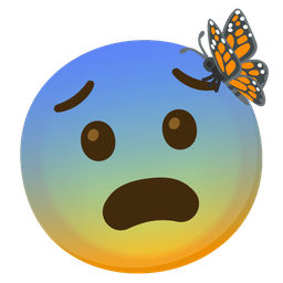 butterfly and fearful face