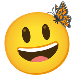 Butterfly and Grinning face with big eyes
