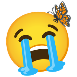 butterfly and loudly crying face