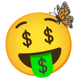 Butterfly and Money-mouth face