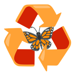 butterfly and recycling symbol