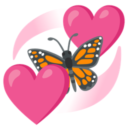 butterfly and revolving hearts
