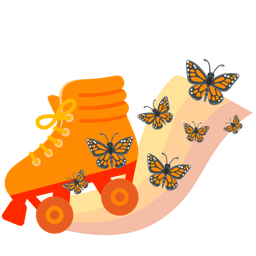 butterfly and roller skate