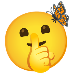 butterfly and shushing face