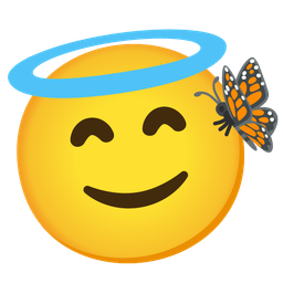 Butterfly and Smiling face with halo