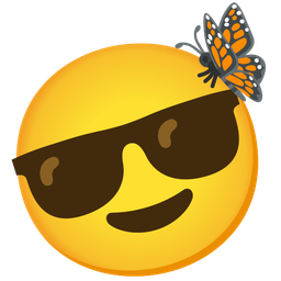 butterfly and smiling face with sunglasses