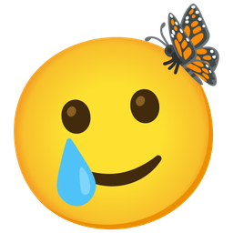 Butterfly and Smiling face with tear
