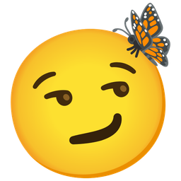 butterfly and smirking face