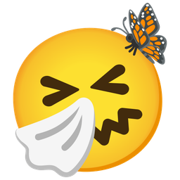 butterfly and sneezing face