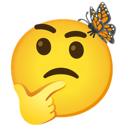 butterfly and thinking face