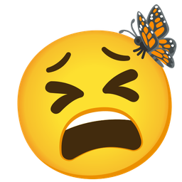 butterfly and tired face