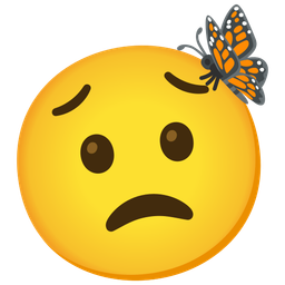 butterfly and worried face
