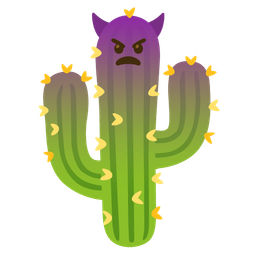 cactus and angry face with horns