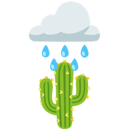 cactus and cloud with rain