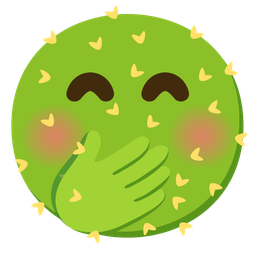 cactus and face with hand over mouth