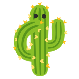 cactus and face with open eyes and hand over mouth