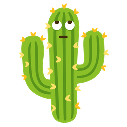 cactus and face with rolling eyes