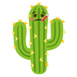 cactus and face with thermometer