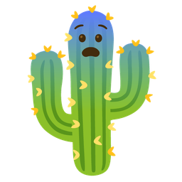 cactus and fearful face