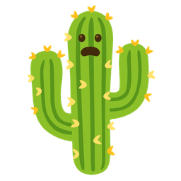 cactus and frowning face with open mouth