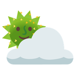cactus and sun behind cloud