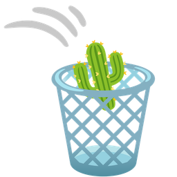 cactus and wastebasket