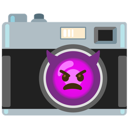 Camera and Angry face with horns