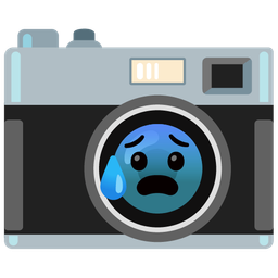 Camera and Anxious face with sweat