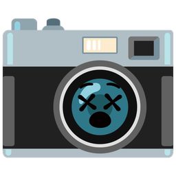 Camera and Face with crossed-out eyes