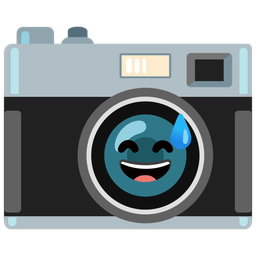 Camera and Grinning face with sweat