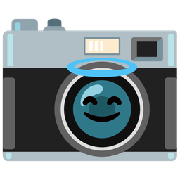 Camera and Smiling face with halo