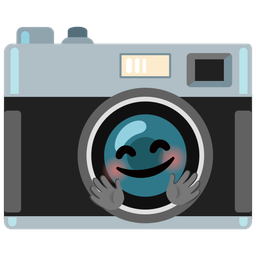 Camera and Smiling face with open hands