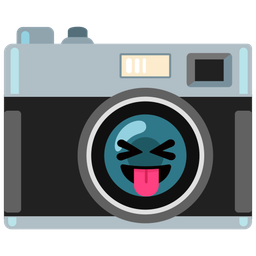 Camera and Squinting face with tongue