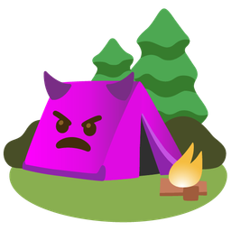 Camping and Angry face with horns