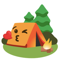 Camping and Face blowing a kiss